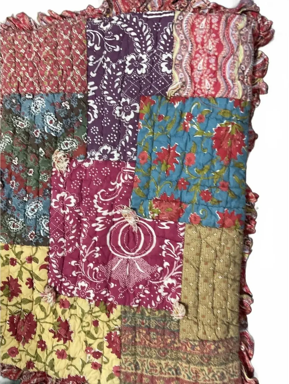 Pottery Barn Quilted Patchwork standard pillowsham with Ruffle Trim (1)